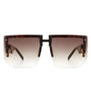 Kaelor - Square Oversized Flat Top Gradient Half Frame Sunglasses