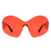 Electra - Oversize Rimless Wraparound Shield Tinted Fashion Sunglasses