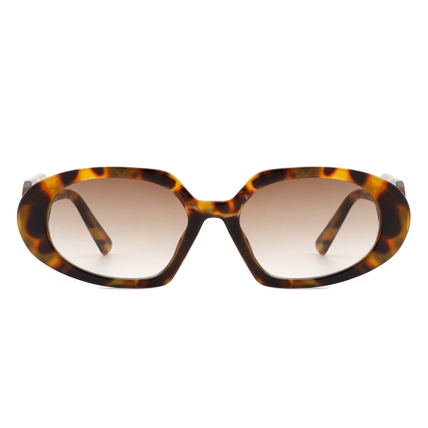 Glittera - Rectangle Retro Oval Chic Round Lens Leaf Design Fashion Sunglasses