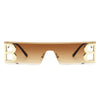 Rainbowx - Rimless Rectangle Flat Top Tinted Fashion Sunglasses