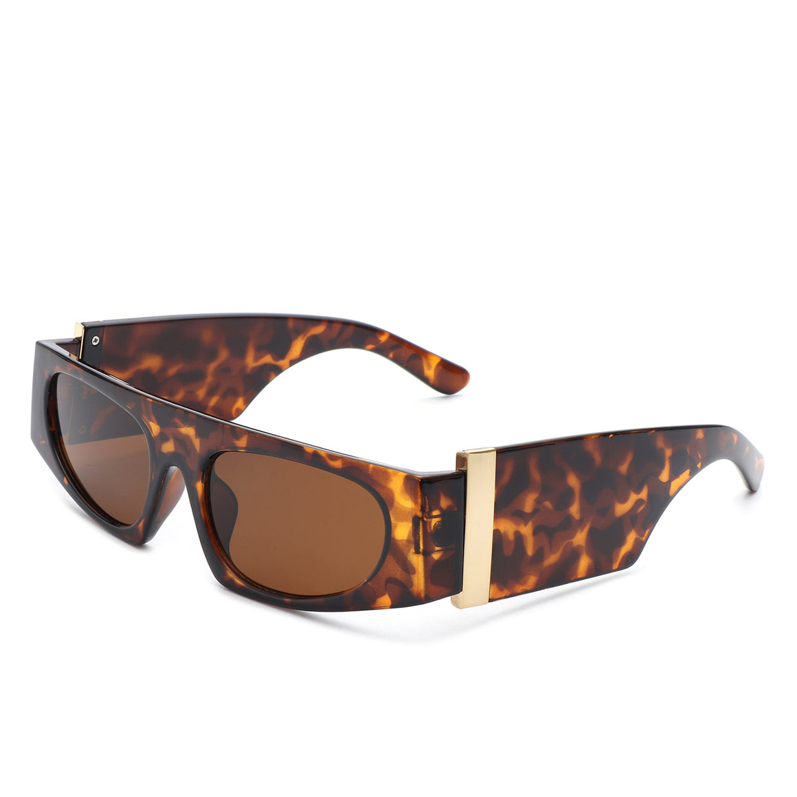 Starisle - Rectangle Chic Oval Lens Chunky Slim Fashion Sunglasses