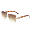 Tycho - Rimless Square Retro Tinted Fashion Flat Top Sunglasses