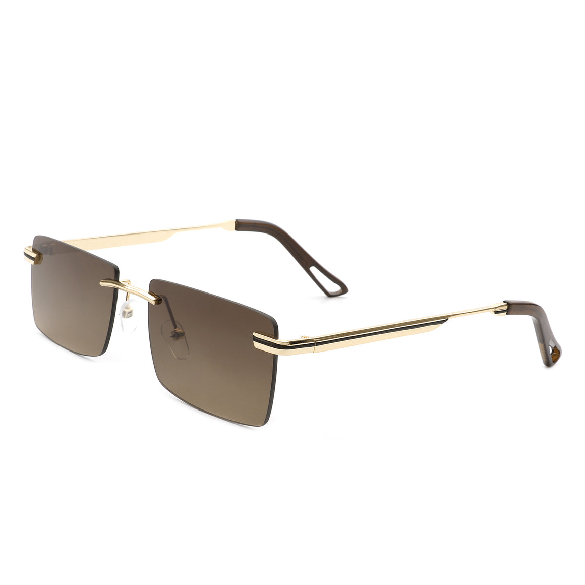 NEW -Tycho - Retro Rimless Square Tinted Flat Top Sunglasses - Cramilo BLACK Vitalize - Oversize Retro Square Flat Top Tinted Fashion  main image 3