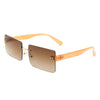 Jadesoul - Rectangle Retro Rimless Tinted Fashion Vintage Square Sunglasses