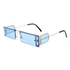 Loro - Rectangle Retro Narrow Slim Flat Top Tinted Sunglasses