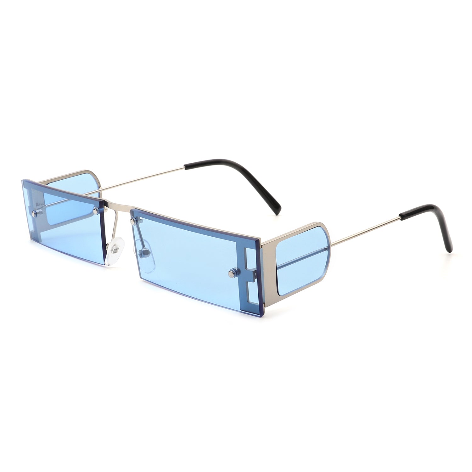 Loro - Rectangle Retro Narrow Slim Flat Top Tinted Sunglasses