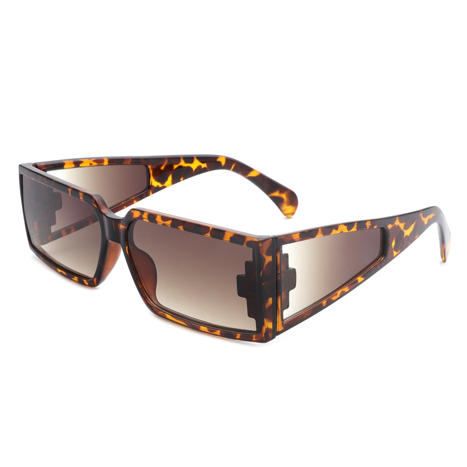 Daylumin Rectangle Retro Chunky Square Wrap Around Sunglasses
