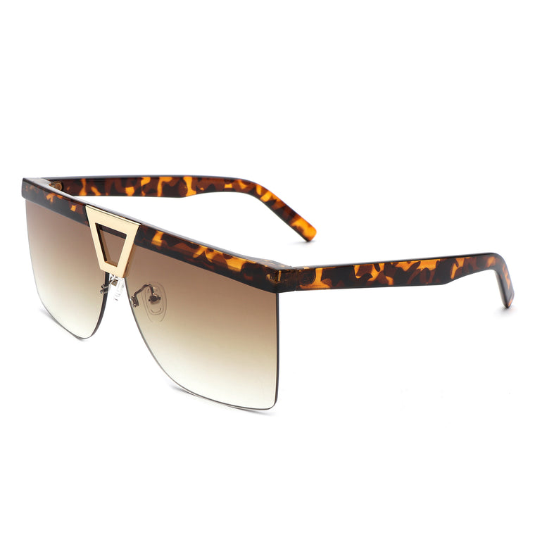 Starview - Oversize Half Frame Tinted Fashion Square Sunglasses