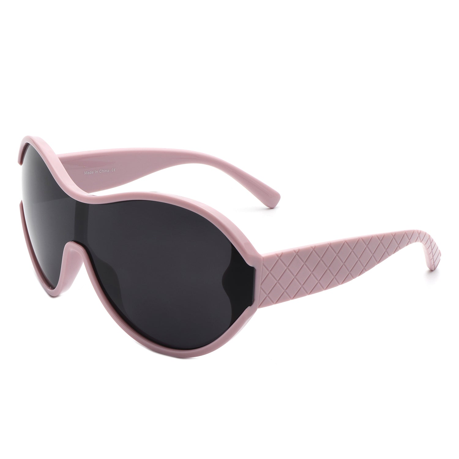 Gwyneth - Oversize Oval Retro Circle Fashion Curved Round Sunglasses Pink