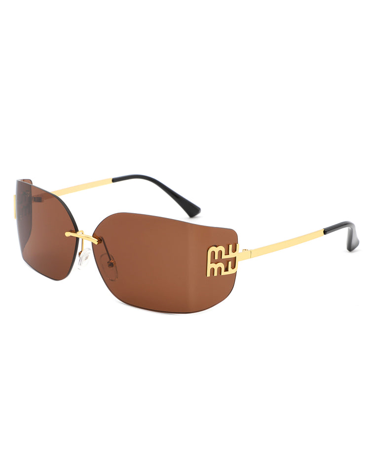 Bobresh - Cramilo Rectangle Chic Wrap Square Frame Unisex Fashion Sunglasses