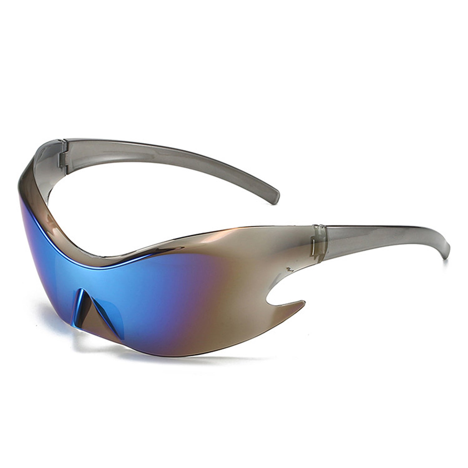Whiestan - Futuristic Mirrored Sleek Wrap Around Sports Sunglasses Blue