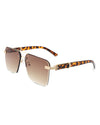 Blip - Retro Tinted Rimless Brow-Bar Fashion Square Sunglasses