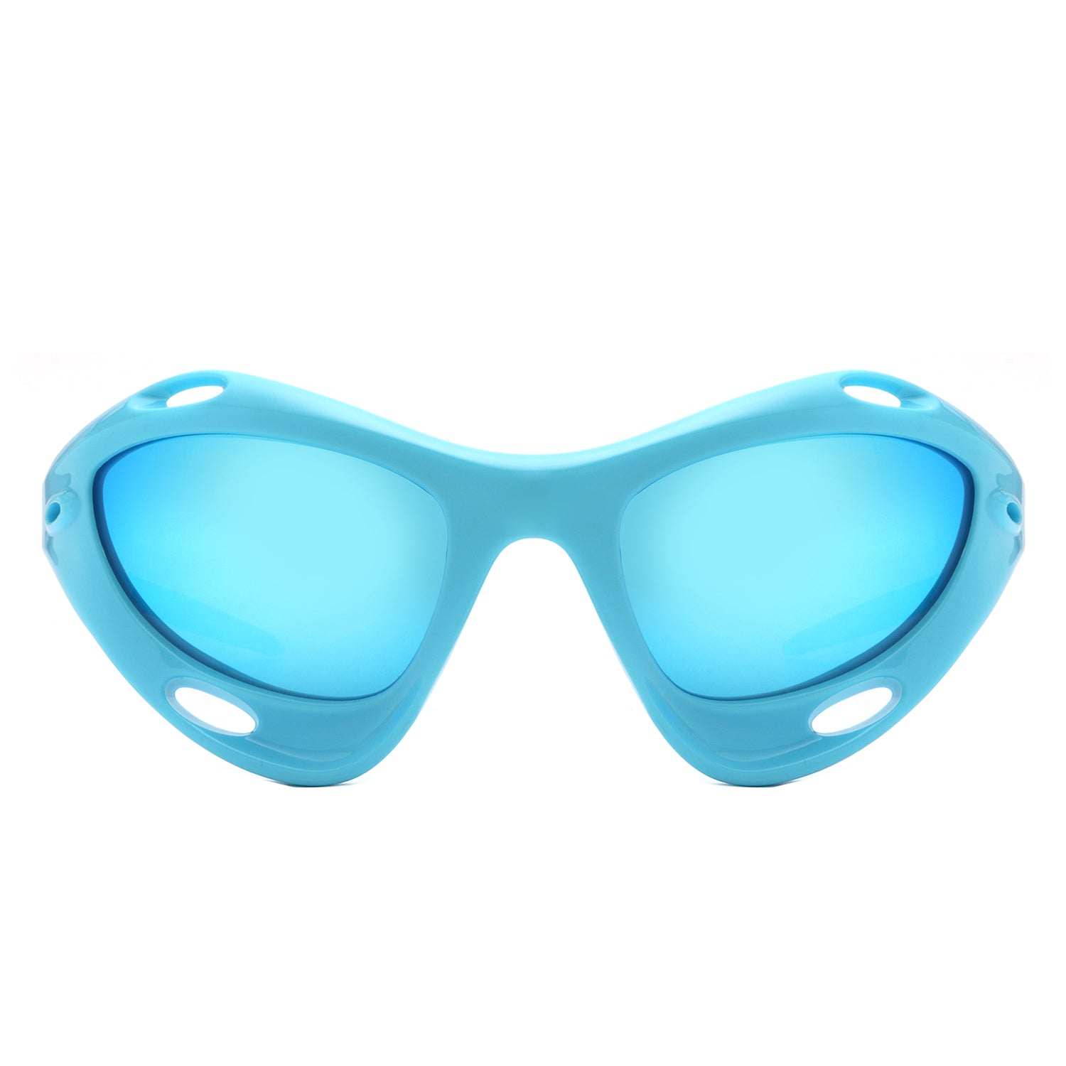 Dotrijan - Geometric Wrap Around Chunky Square Sport Sunglasses