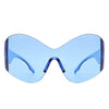 Oriel - Women Fashion Rimless Oversized Shield Wraparound Sunglasses