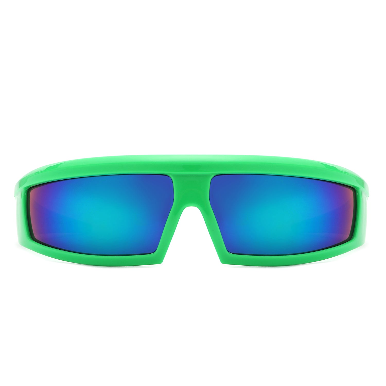 Xloop Sports Sunglasses Mens Wrap Around Rectangular Frame UV 400 - Black  Green (Teal Mirror) - CS188IC2UXI