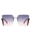 Nysera - Rimless Fashion Square Flat Top Sunglasses