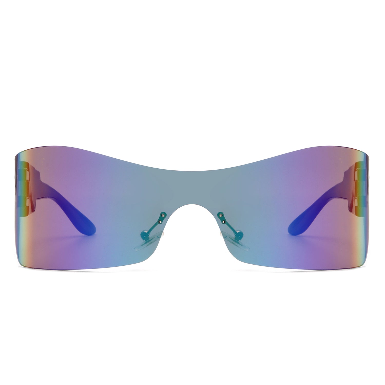 Sable - Futuristic Square Mirrored Flat Top Wrap Around Sunglasses
