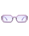 Whisp - Square Retro Rhinestone Tinted Geometric Fashion Sunglasses