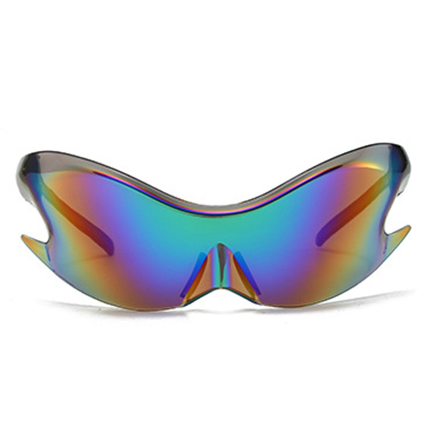 Whiestan - Futuristic Mirrored Sleek Wrap Around Sports Sunglasses Pink