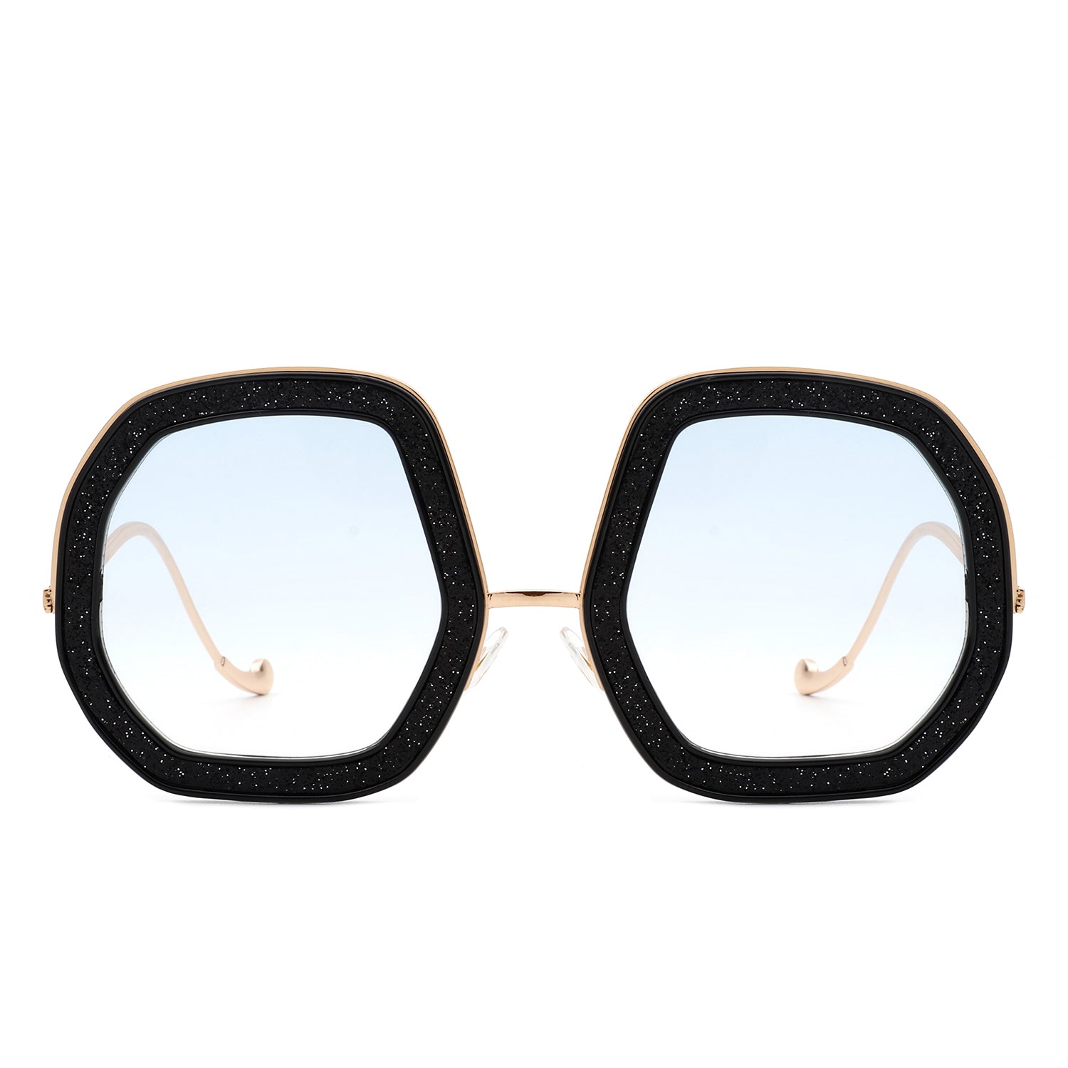 Xanadawn - Women Round Irregular Geometric Glitter Fashion Sunglasses