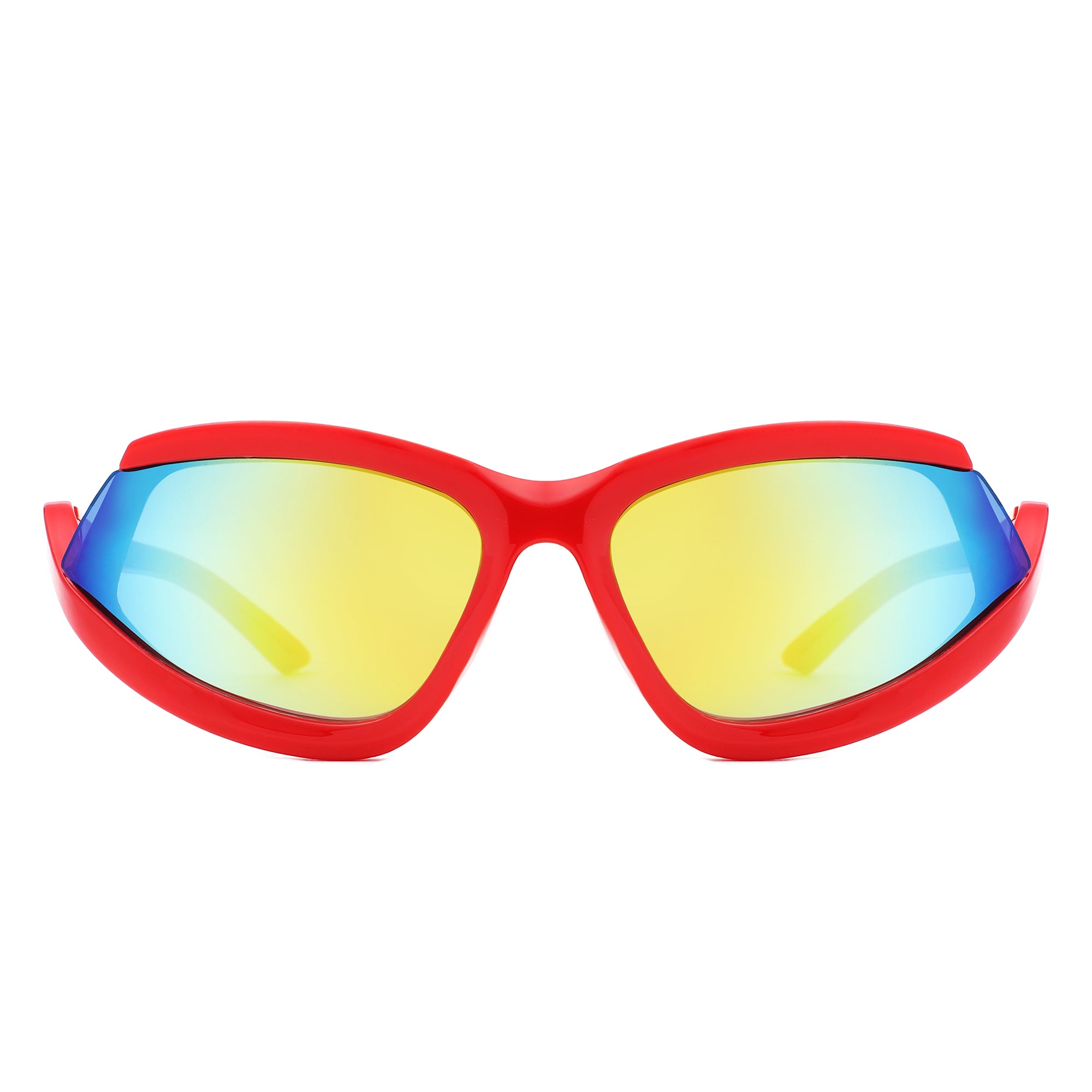 Quanta - Sporty Geometric Rectangle Wrap-Around  Sunglasses