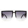 Kaelor - Square Oversized Flat Top Gradient Half Frame Sunglasses