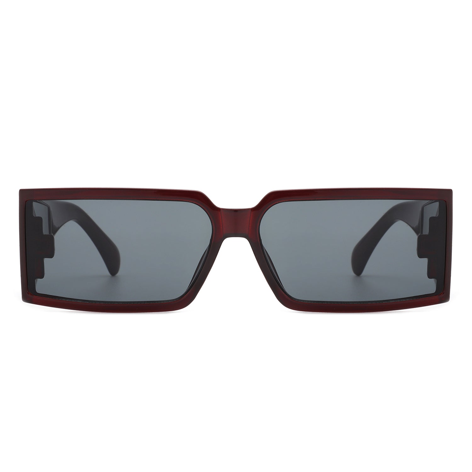 Daylumin - Retro Rectangle Chunky Square Wrap Around Sunglasses