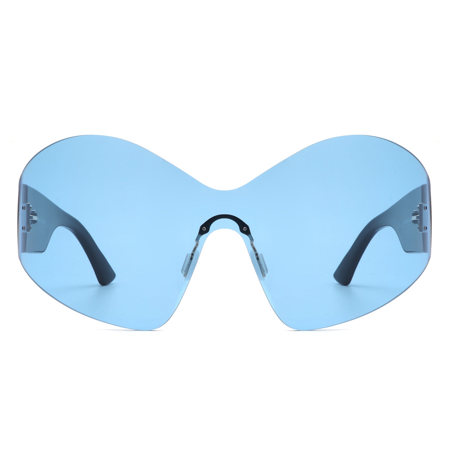 Electra - Oversized Rimless Wraparound Shield Sunglasses