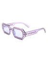 Whisp - Square Retro Rhinestone Tinted Geometric Fashion Sunglasses