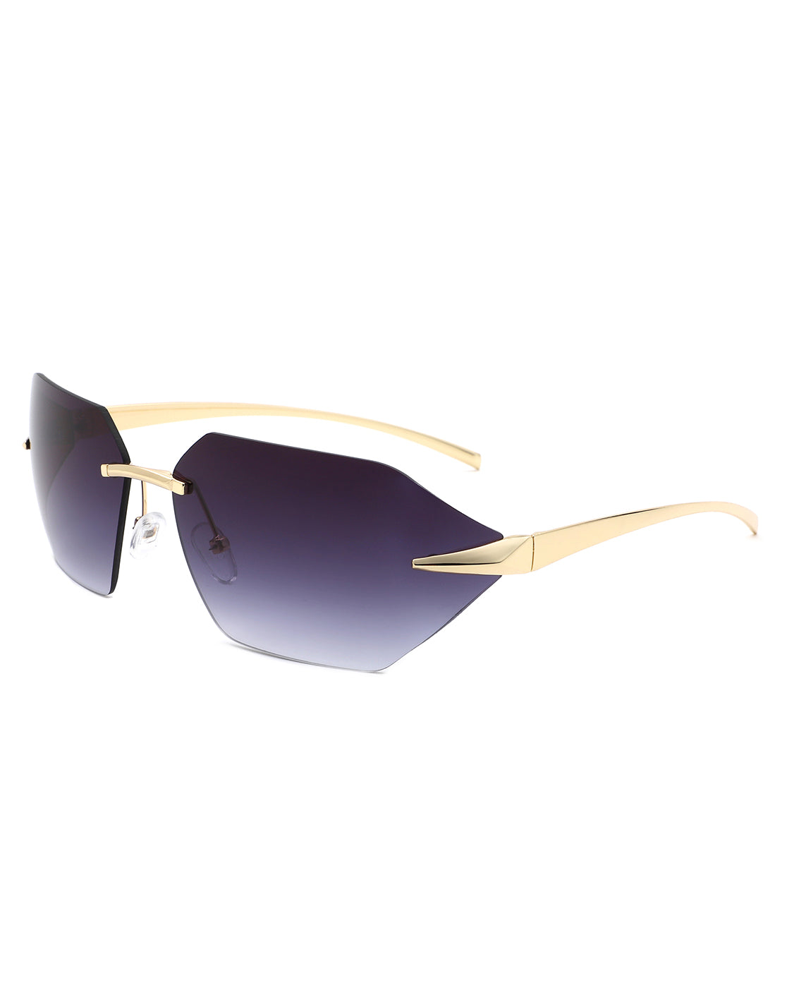 Iaclington - Rimless Wrap Around Square Frame Sunglasses