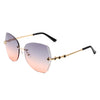 Kineticx - Oversize Rimless Butterfly Shape Tinted Rhinestone Fashion Sunglasses