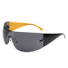 Ignatius - Rectangle Rimless Sleek Sporty Wraparound Shield Sunglasses