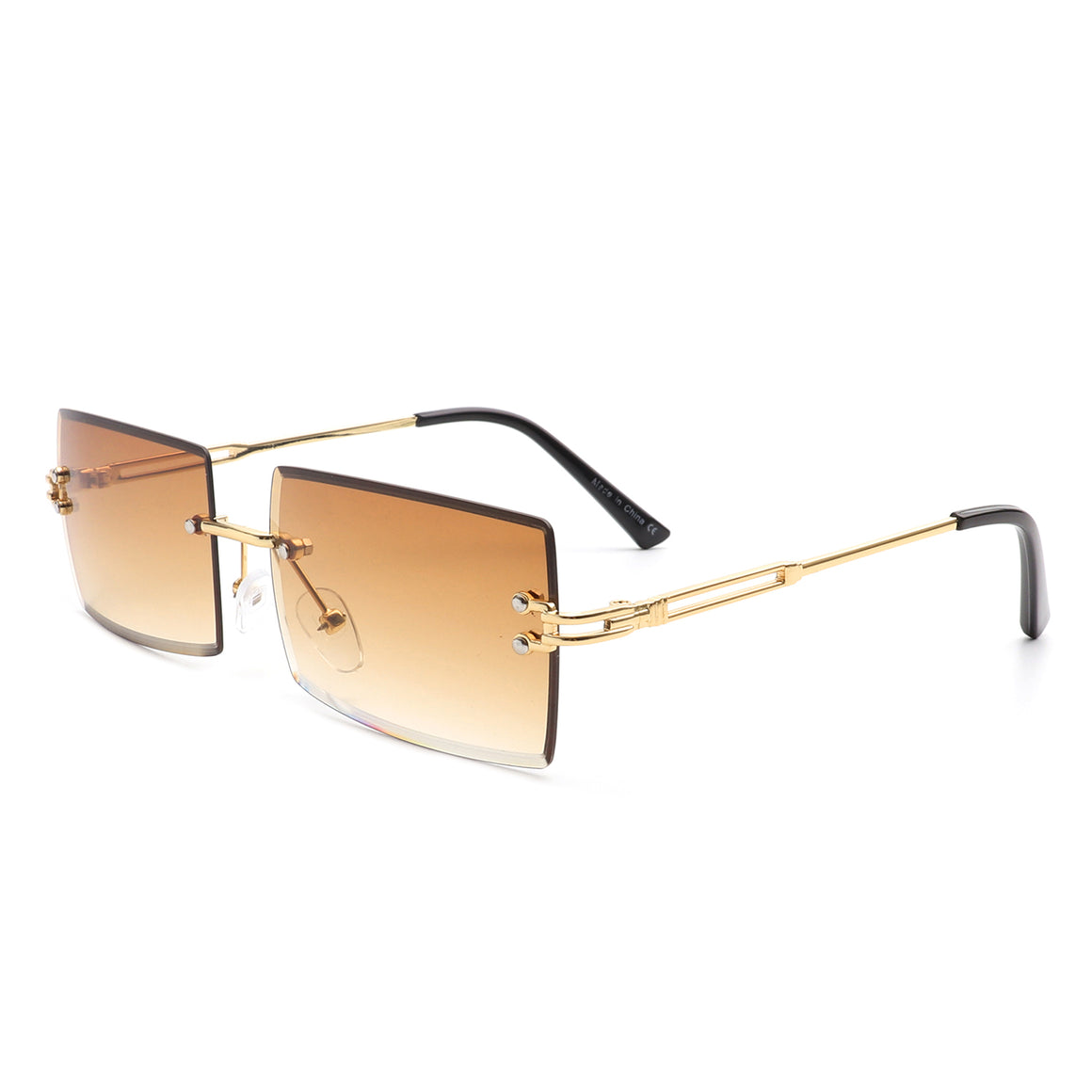 Tyriel - Classic Rimless Retro Rectangle Tinted Fashion Sunglasses