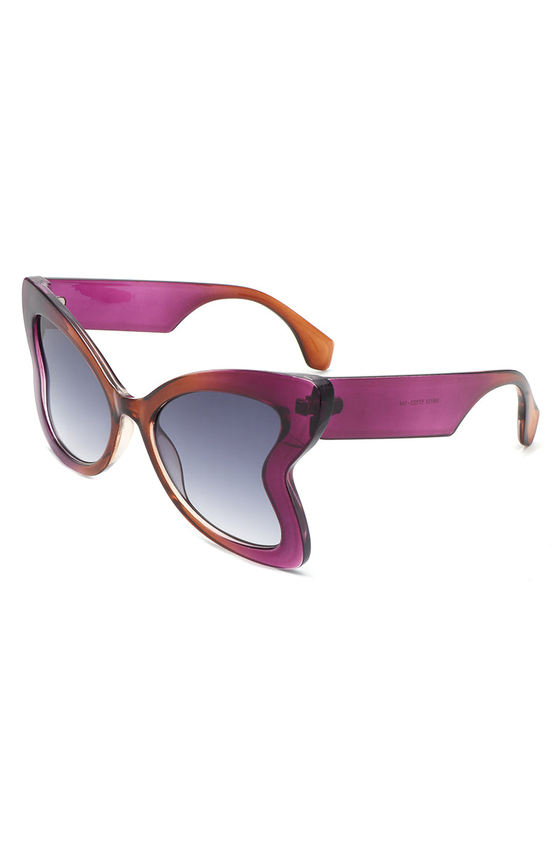 Plastic frame butterfly-shaped sunglasses with gradient lens Gradient Butterfly Sunglasses 1205 - Mir Apparel main image 2