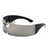 Emberlynn - Futuristic Cyclops Wraparound Shield Translucent Crown Design Sunglasses