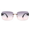 Dreamsea - Rectangle Classic Rimless Square Retro Tinted Fashion Sunglasses
