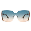 Xanadune -  Square Oversize Half Frame Tinted Retro Fashion Women Sunglasses