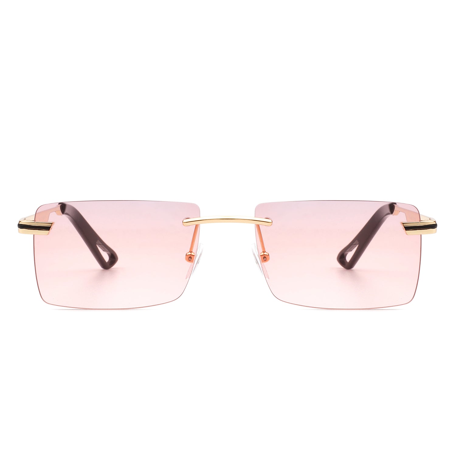 Vibrante - Rectangle Rimless Retro Tinted Fashion Flat top Sunglasses