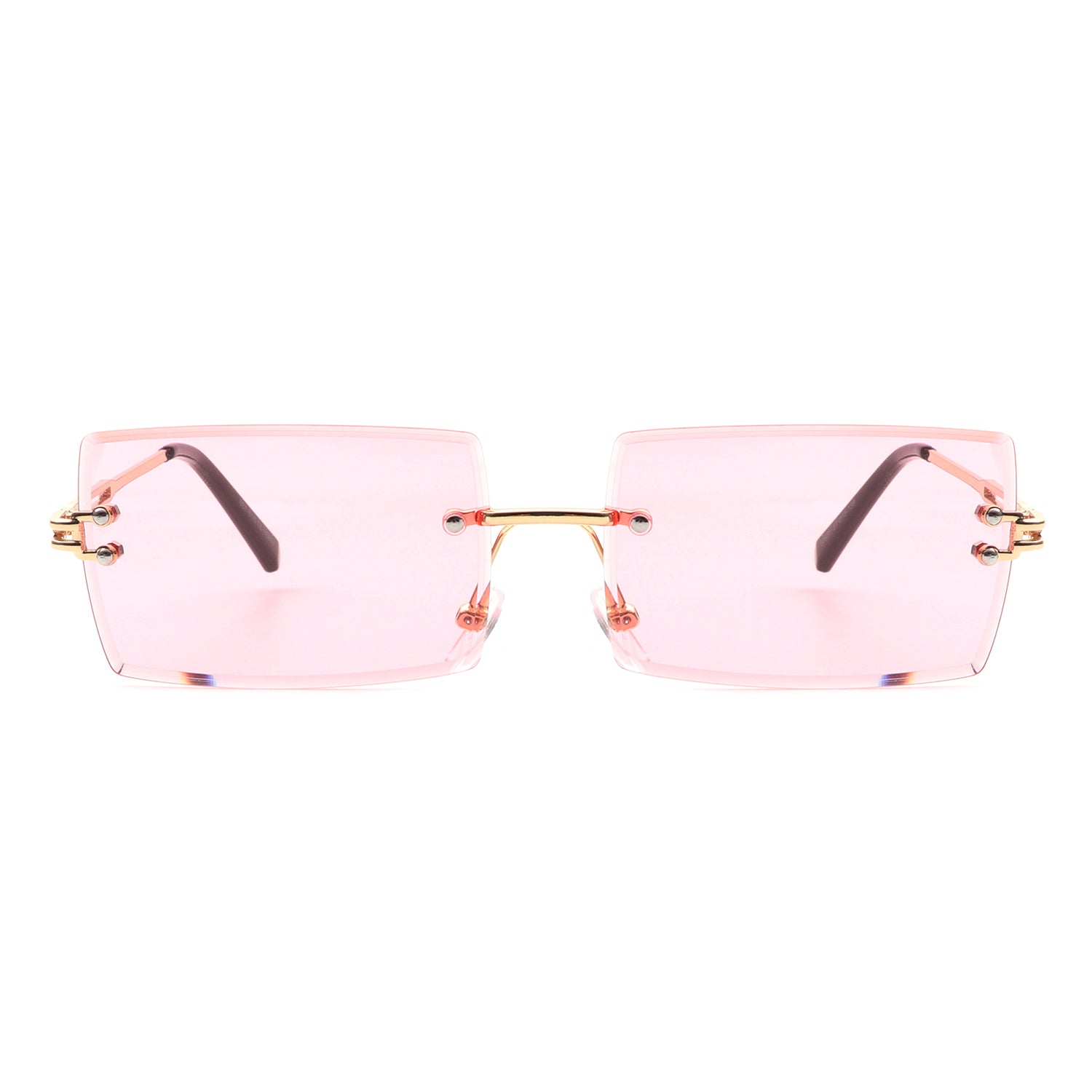 Tyriel - Classic Rimless Retro Rectangle Tinted Fashion Sunglasses