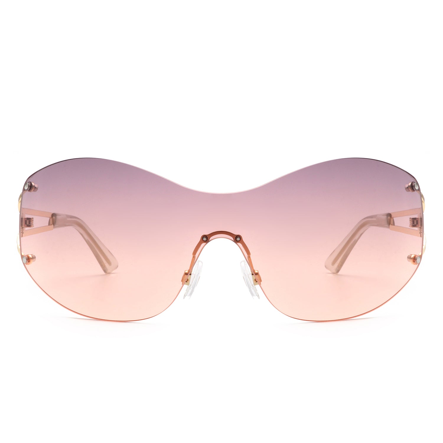 Elandor - Women Rimless Oversize Sleek Oval Fashion Sunglasses