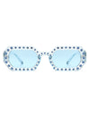 Whisp - Square Retro Rhinestone Tinted Geometric Fashion Sunglasses