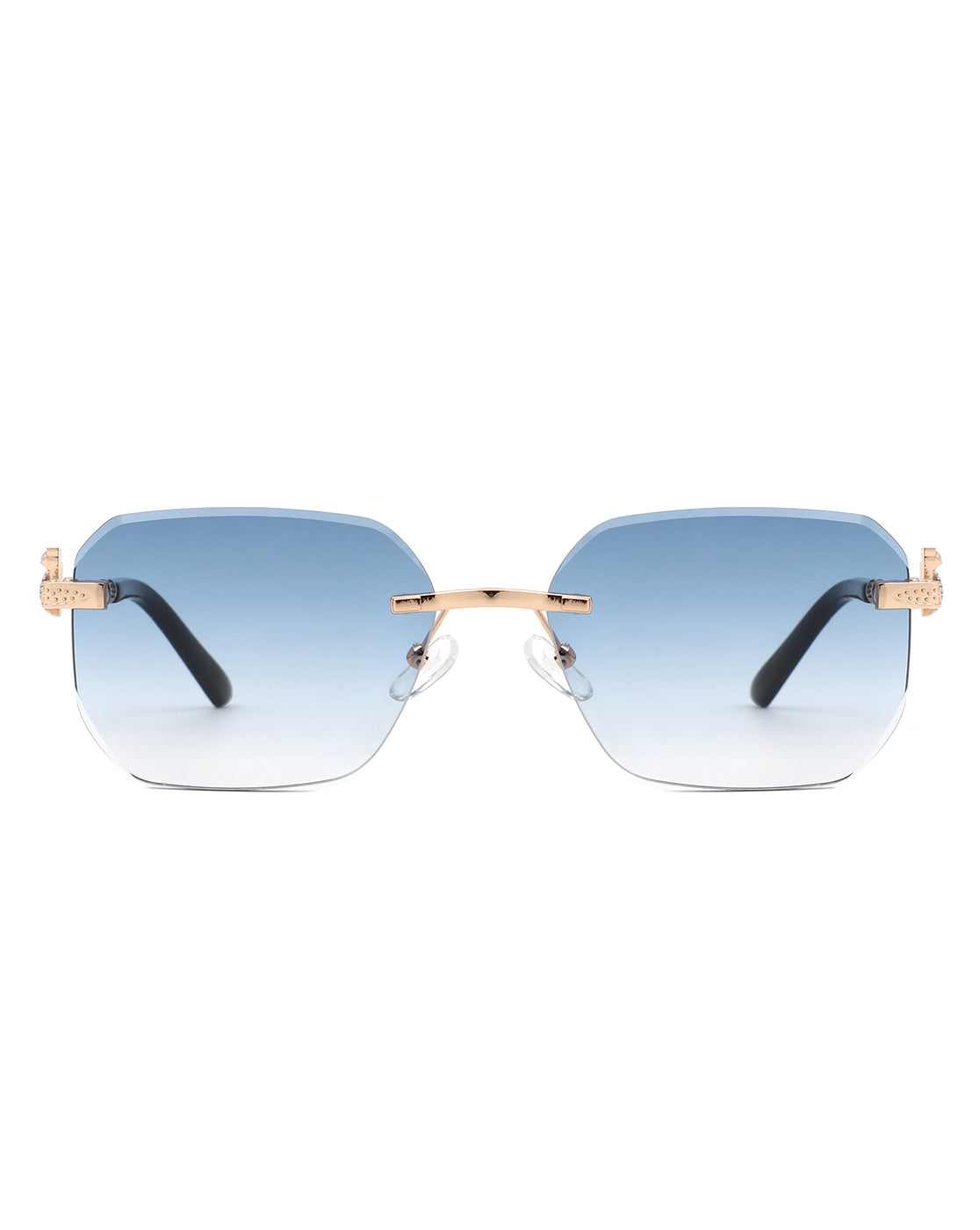 Solar - Curved Tinted Rimless Rectangle Sunglasses
