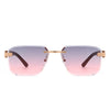 Kaelin - Rimless Square Tinted Retro Fashion Frameless Sunglasses