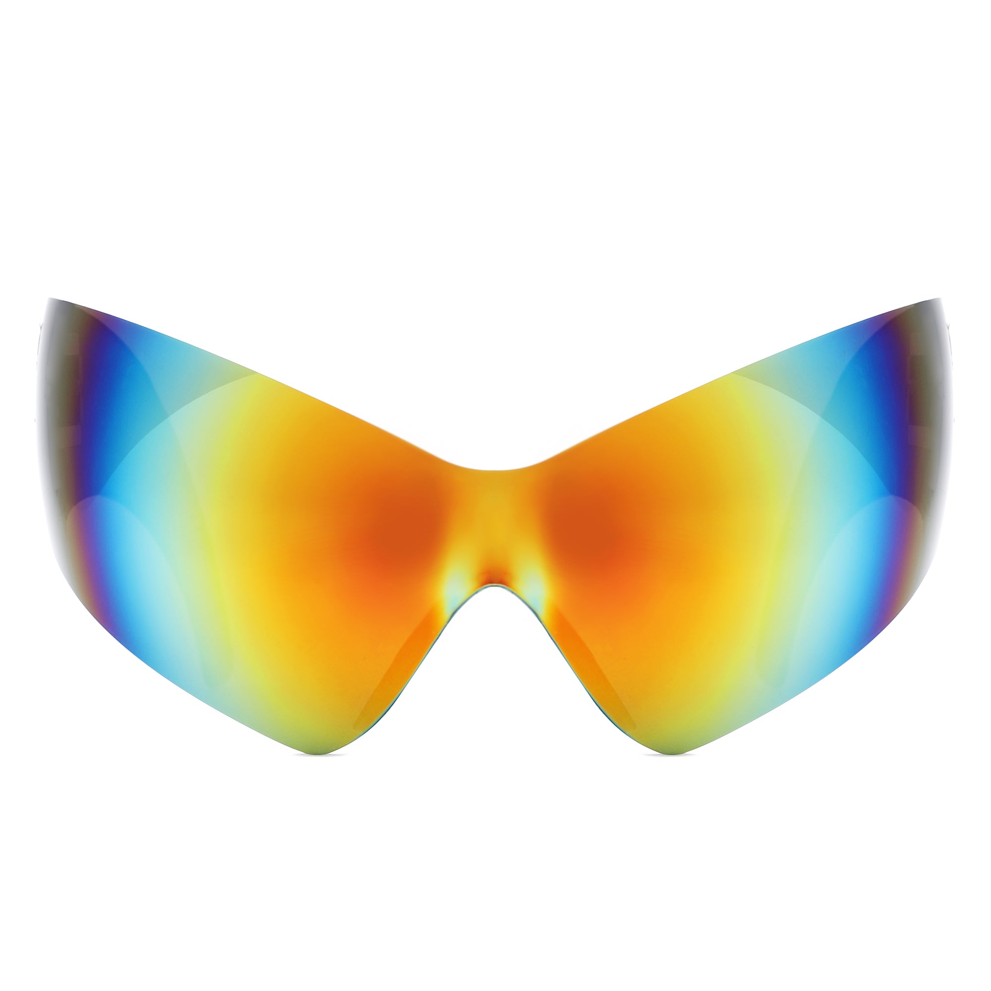 Clutch - Modern Rimless Oversized Color Pop Curved Sunglasses