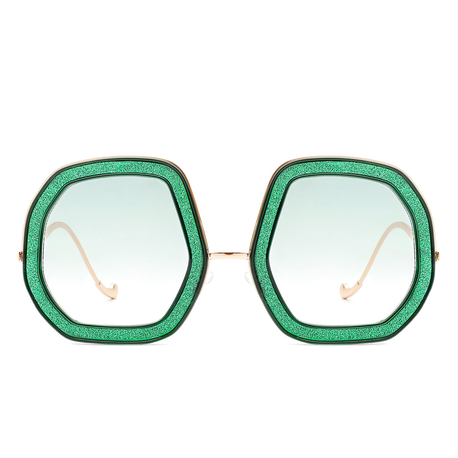 Xanadawn - Women Round Irregular Geometric Glitter Fashion Sunglasses