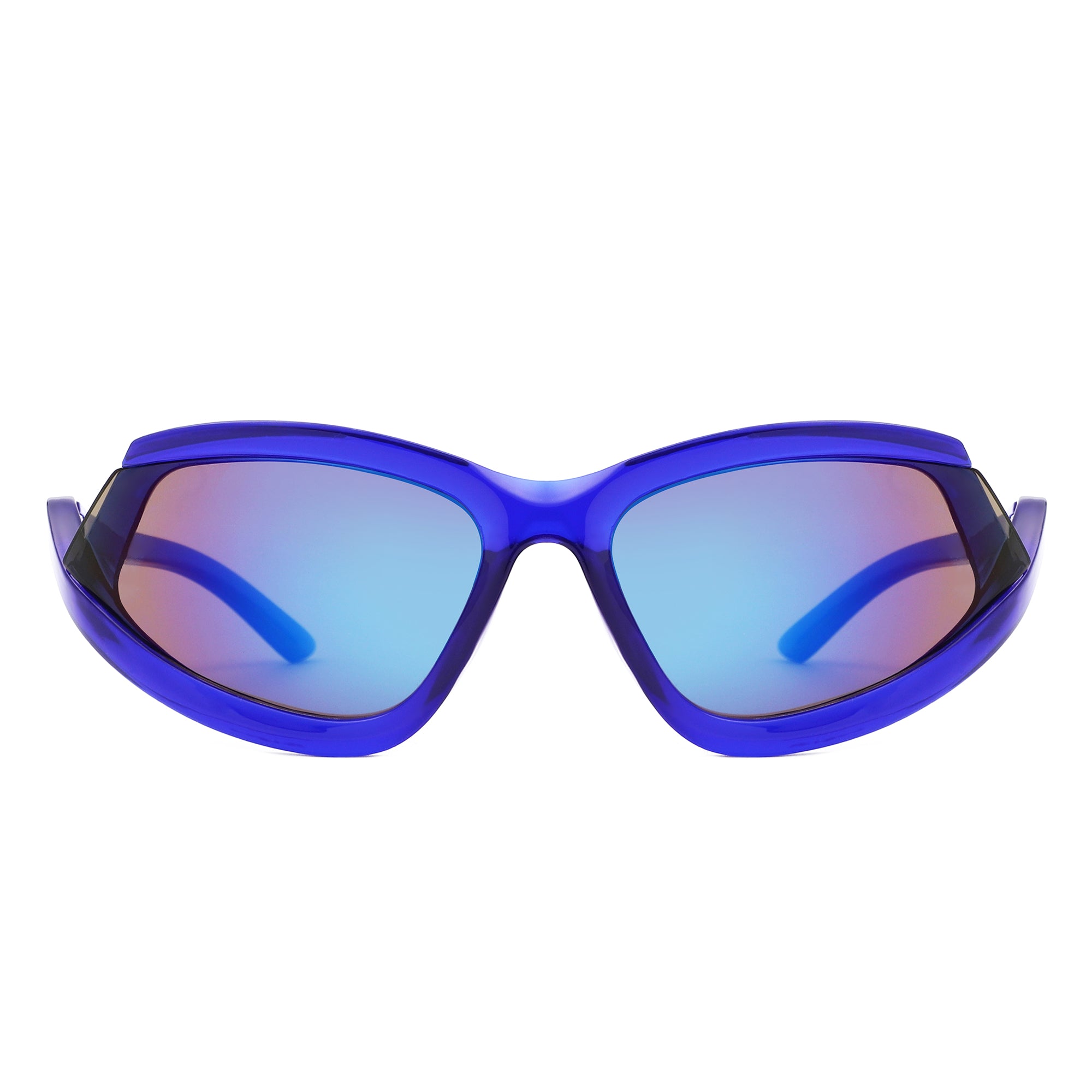 Quanta - Sporty Geometric Rectangle Wrap-Around  Sunglasses