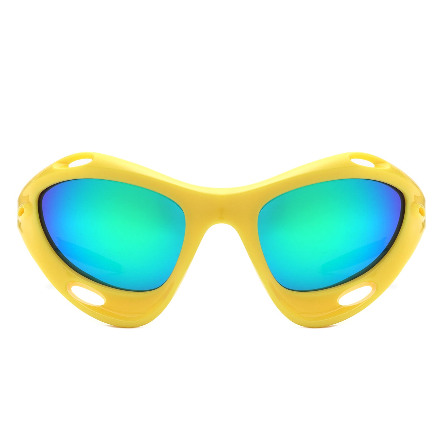 Dotrijan - Geometric Wrap Around Chunky Square Sport Sunglasses