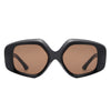 Yvaine - Oversize Geometric Fashion Hexagonal Flat Top Sunglasses