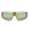 Chusil - Fashion Open Cut Oval Wrap Around Mirrored Rectangle Sunglasses