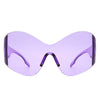 Oriel - Women Fashion Rimless Oversized Shield Wraparound Sunglasses